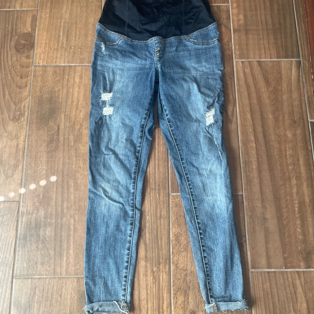 Ingrid & Isabel Blue Distressed Maternity Skinny Jeans